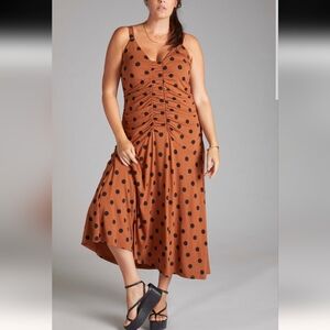 Anthropologie Brown Polka Dot Maxi Dress